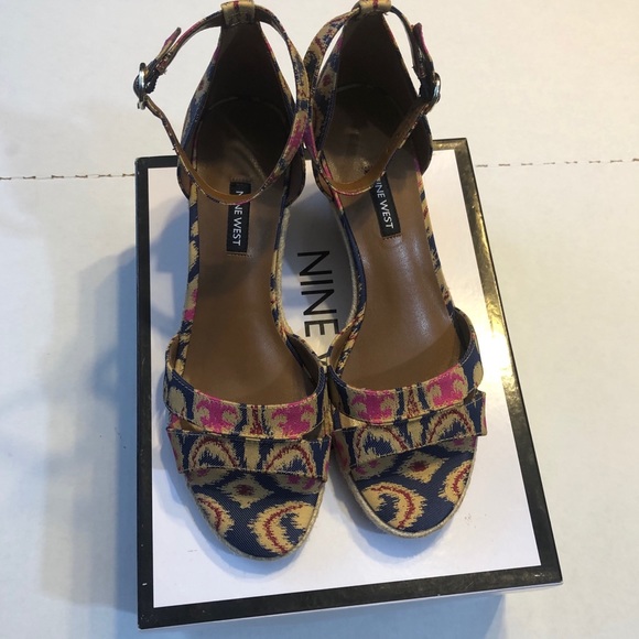 Nine West espadrille wedges heels with strap 10Med - Picture 4 of 8